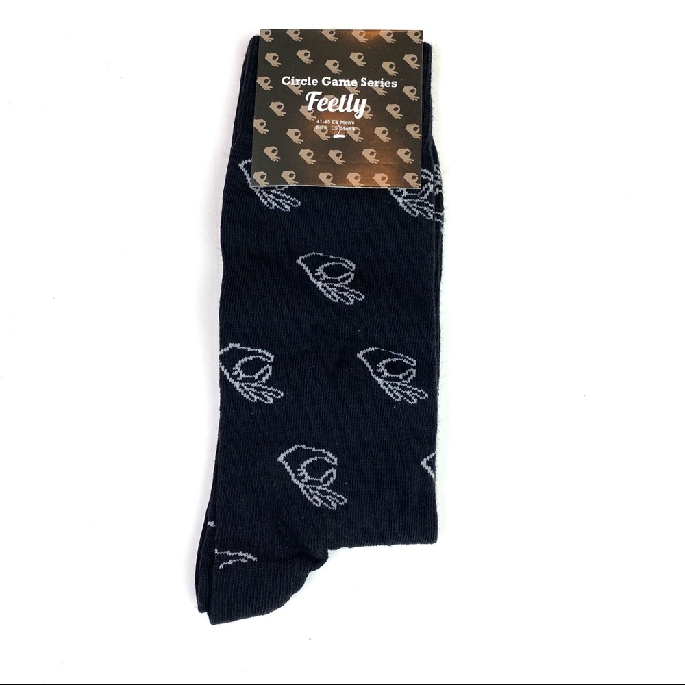 Feetly Circle Game Series Socks Men's Size 8-12 Funny Humor Gray Hand New